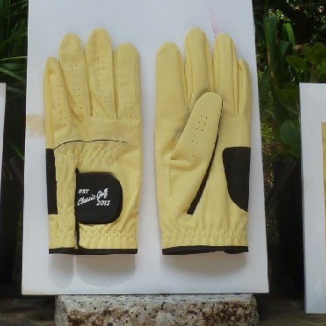 Elegant Yellow Synthetic Leather Golf Gloves for Women