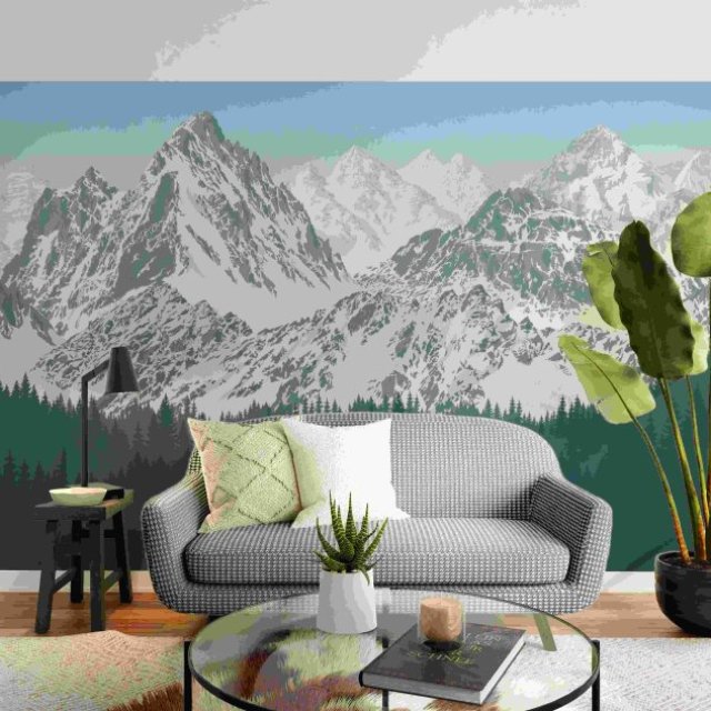 Snowy Mountain Panorama Wallpaper - Wall Art Perfection!