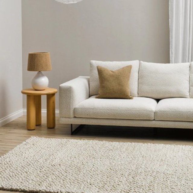 Elegant Mackenzie Floor Rug - Handwoven New Zealand Wool, Soft Taupe, 160x230cm
