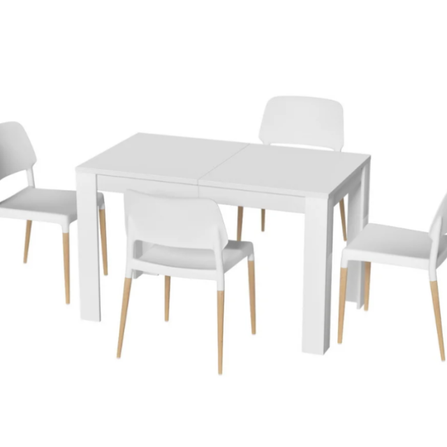 Artiss Dining Table & 4 Chairs Set - Elegant White Wood Outdoor Set