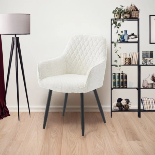 Neo Cindy Ivory Fabric Dining Chair 2PC - Elegant Outdoor Seating