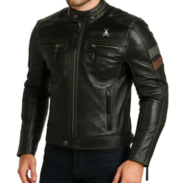 Leather Jacket With Quilted Shoulders - Premium Moto Style With Modern Detailing