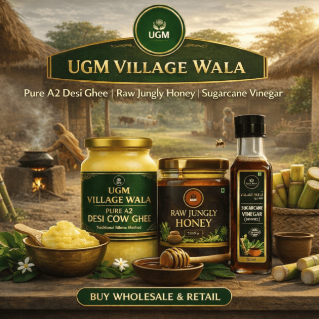 Buy Pure A2 Desi Cow Ghee, Raw Jungly Honey & Sugarcane Vinegar - Bulk & Retail Supplier from India