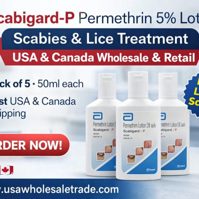 Scabigard-P Permethrin 5% Lotion - Scabies & Lice Treatment | Pack of 5 | Wholesale & Retail USA/Canada