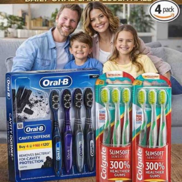 Oral-B & Colgate Toothbrush Family Pack - Daily Oral Care Essentials (USA)