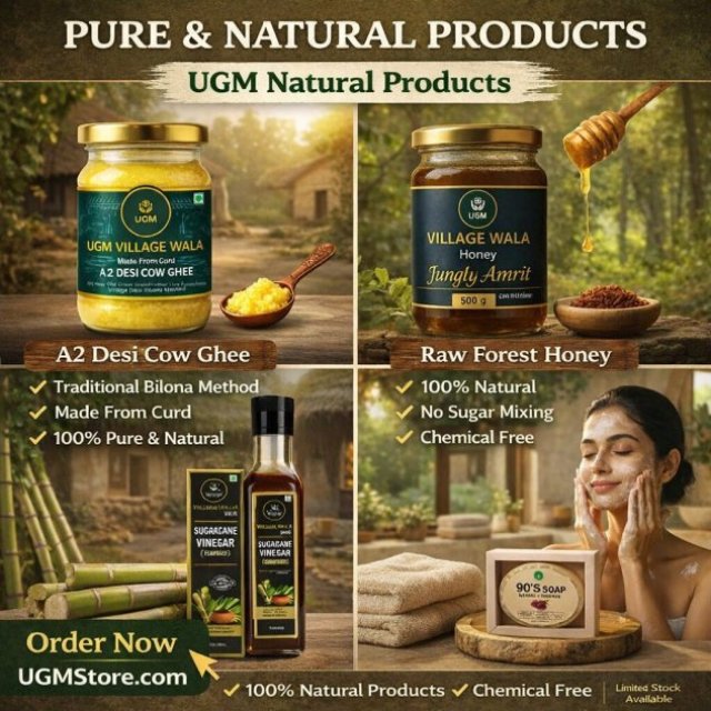 Buy Pure A2 Desi Cow Ghee, Raw Jungle Honey, Herbal Soap & Sugarcane Vinegar - Natural Village Products