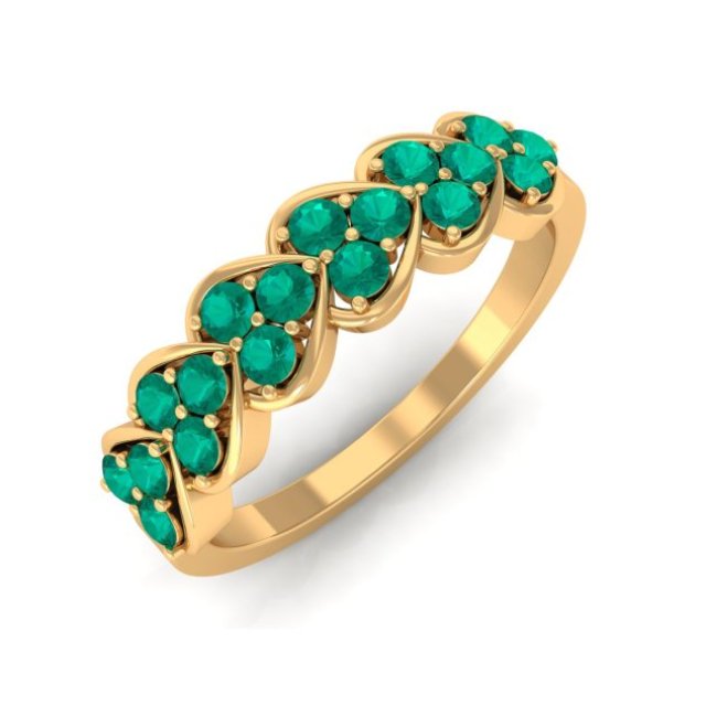 Way to Heart Emerald Wedding Band Ring