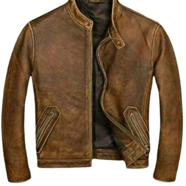 Vintage Brown Distressed Cafe Racer Leather Jacket